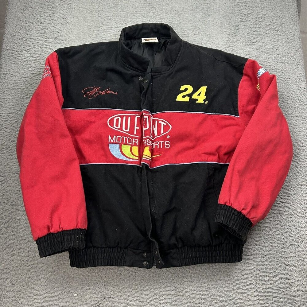 Winners Circle Jeff Gordon Racing Jacket Red Black Size Medium Bomber